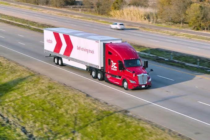 Kodiak self-driving truck on a Texas highway